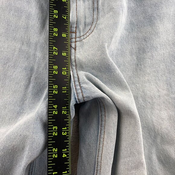 Almost Famous Womens Jeans Size 7 Blue Denim Light Wash Wide Leg Distressed - Picture 6 of 15